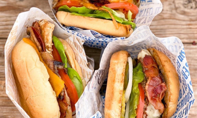 A hearty stacked sandwich